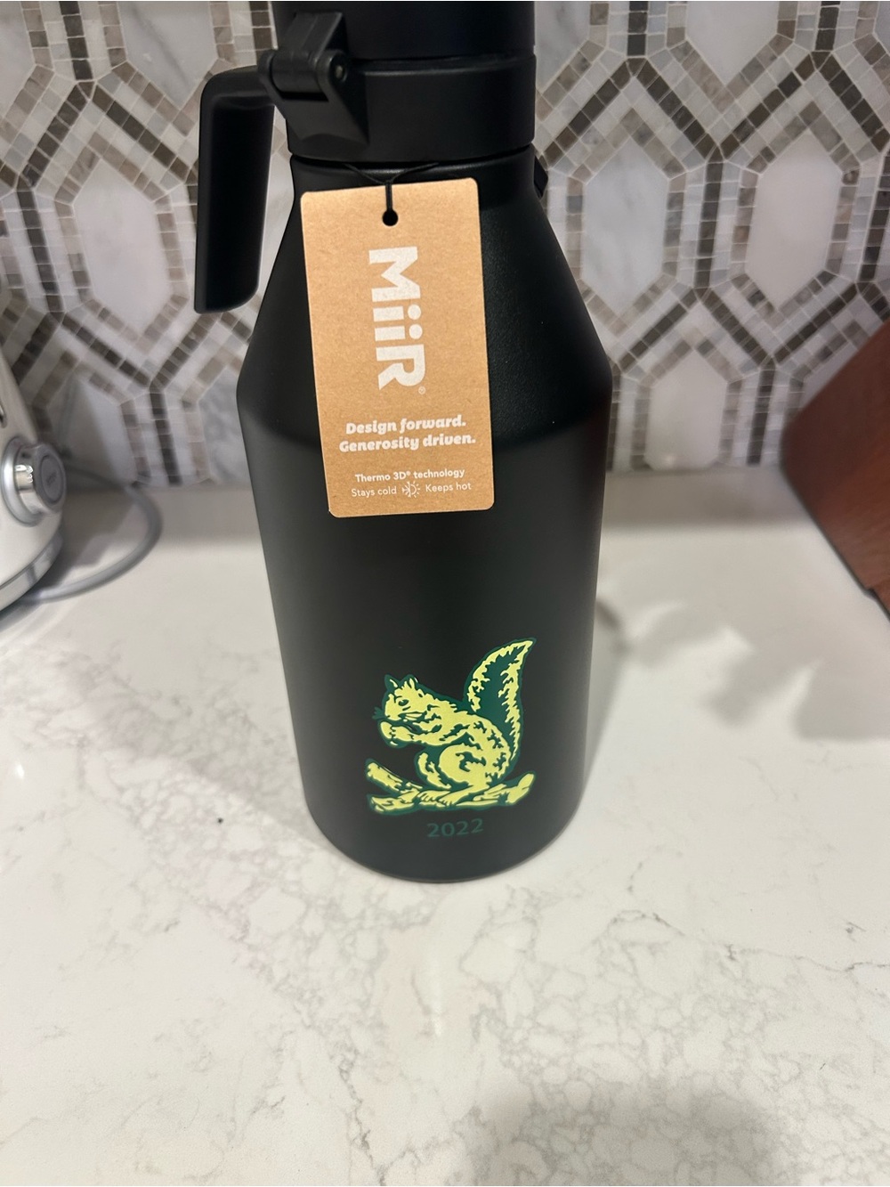 Miir Black Insulated Growler with Green Squirrel Graphic